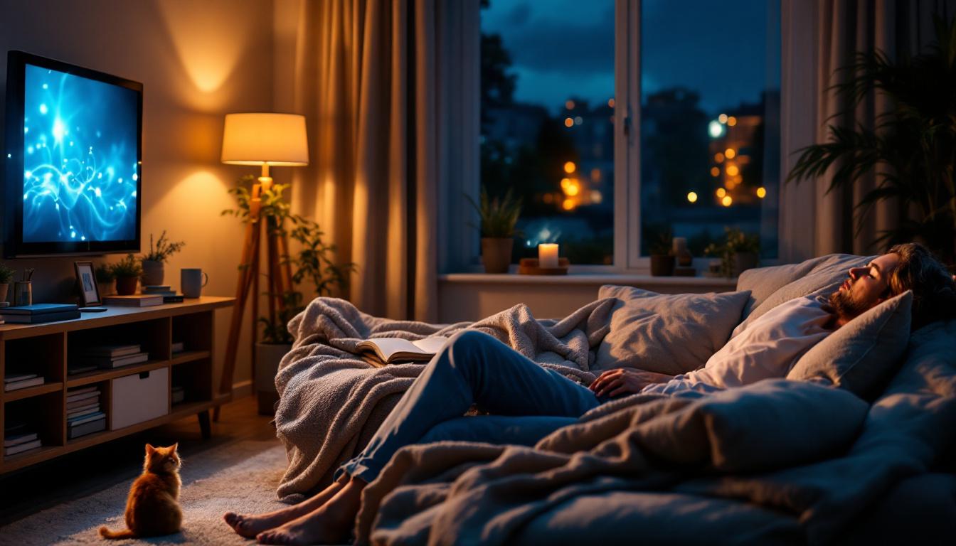 scopri come addormentarsi con la tv accesa diventa più comune dopo i 40 anni e il legame tra sonno, stress e sicurezza emotiva.